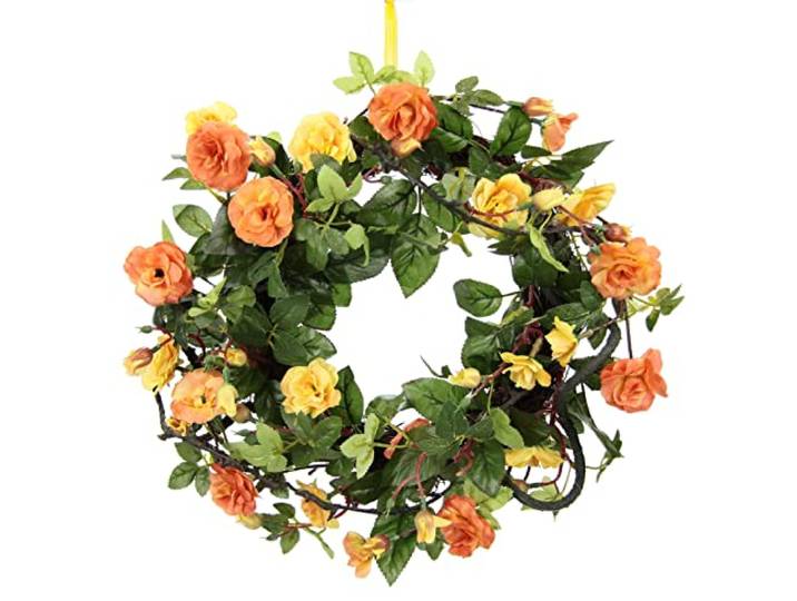 Rosen Rosenkranz Türkranz Wandkranz Blütenkranz Blumenkranz dekoriert Wanddeko Blüten Deko Künstlich Blume Haustür Kranz Geschenk Hochzeit Hochzeitsdeko Valentinstag Muttertag Wanddeko Rosenköpfe
