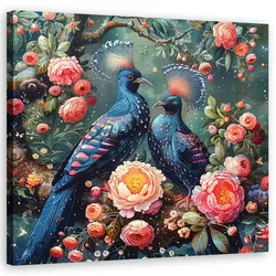 WANDBILD vögel blumen tiere