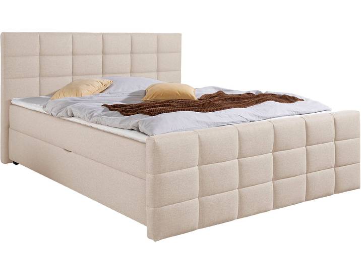 Boxbett HOME AFFAIRE, beige, creme, B:207cm L:220cm, Komplettbetten, Boxbett mit Bettkasten und Fußteil, inkl. Topper, Topseller