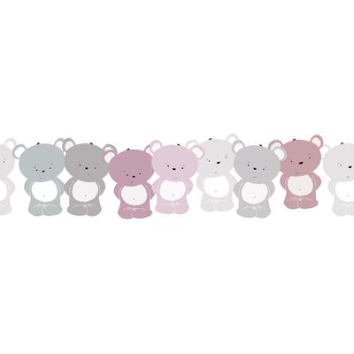 Bordüre A.S. CRÉATION "Cute Bears", rosa (weiß rosa hellgrau), B:0,16m L:5m, Papier, Tapeten, Tapete Kinder Borte Wohnzimmer Schlafzimmer Küche Design Kinderzimmer