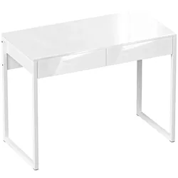 SCHREIBTISCH Stahl Holz Weiß