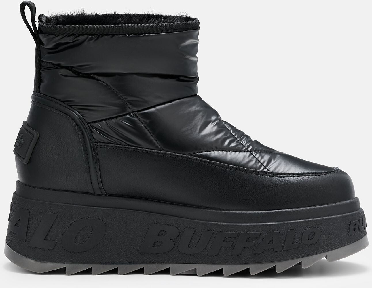 Keilstiefelette BUFFALO "ELIZA", Damen, Gr. 36, Textil, schwarz, Lederimitat, Textil, Schuhe Keilstiefelette, Keilboots, Winterstiefelette mit Plateau schwarz 36, Textil