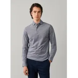 Hackett London für Herren. HM5500041 Langarm-Poloshirt Piqué klassische Passform grau (M), Lässig, Baumwolle