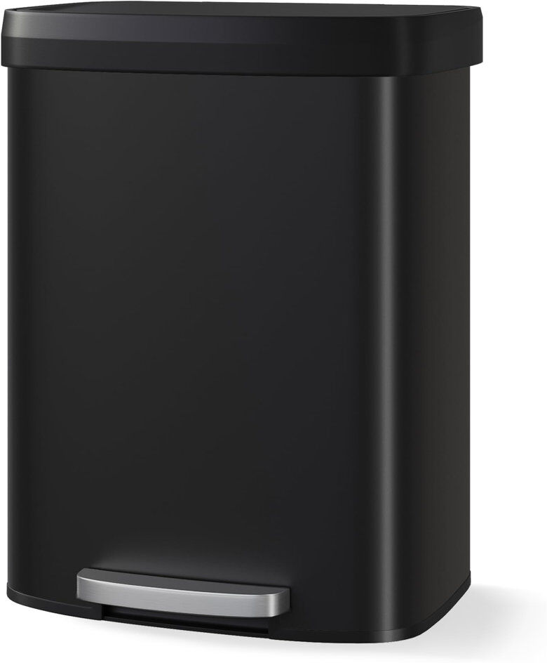 ZACOO Stainless Steel Kitchen Rubbish Bin - 60 L Black