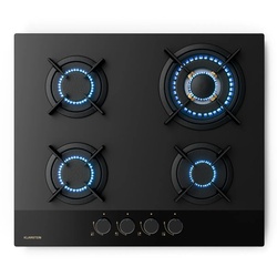 Klarstein Goldflame Nano Gaskochfeld | 4 Messingbrenner | 8 kW | Nano-Beschichtung | LPG/Erdgas Schwarz