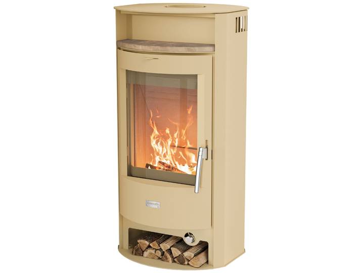 Kaminofen HANSEATIC PARMA Stahl beige, die Trendfarbe, Lieferung bis ins Wohnzimmer , beige, Kaminöfen, Kaminofen, NEU und Exklusiv mit Standsteinteefach