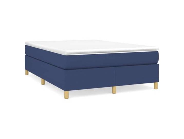 PUGYNBK Boxspringbett mit Stoffmatratze, Blau, 140 x 190 cm Gefederte Federn, mittlere Festigkeit, Holzlatten, atmungsaktiver Schutz