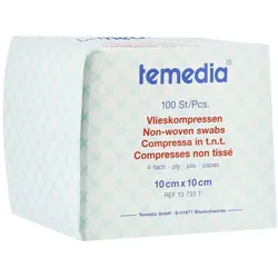 Holthaus Medical Temedia Zellstoff-Vlieskompresse, atmungsaktiv, unsteril - 1 Packung = 100 Stück, Maße; 10 x 10 cm 100 St