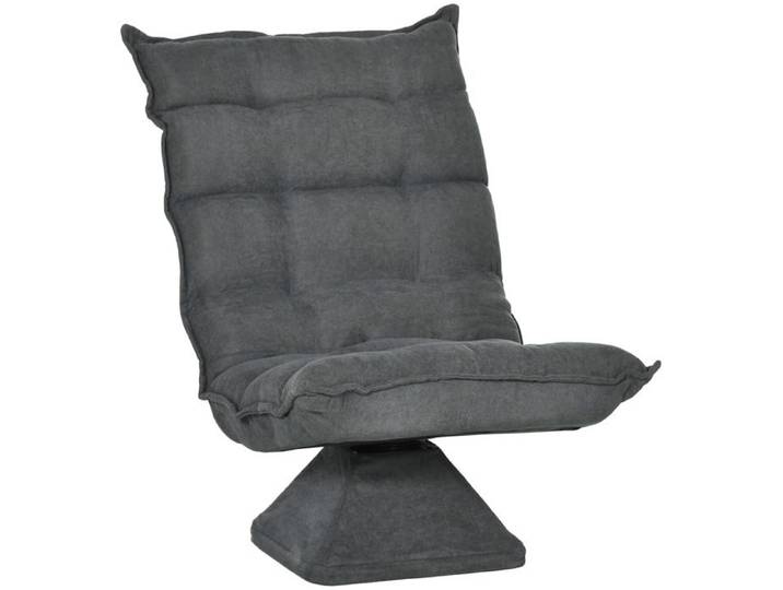 WOVREO fauteuil de sol relax pivotant 360° avec dossier réglable jusqu'à 120° microfibre grise