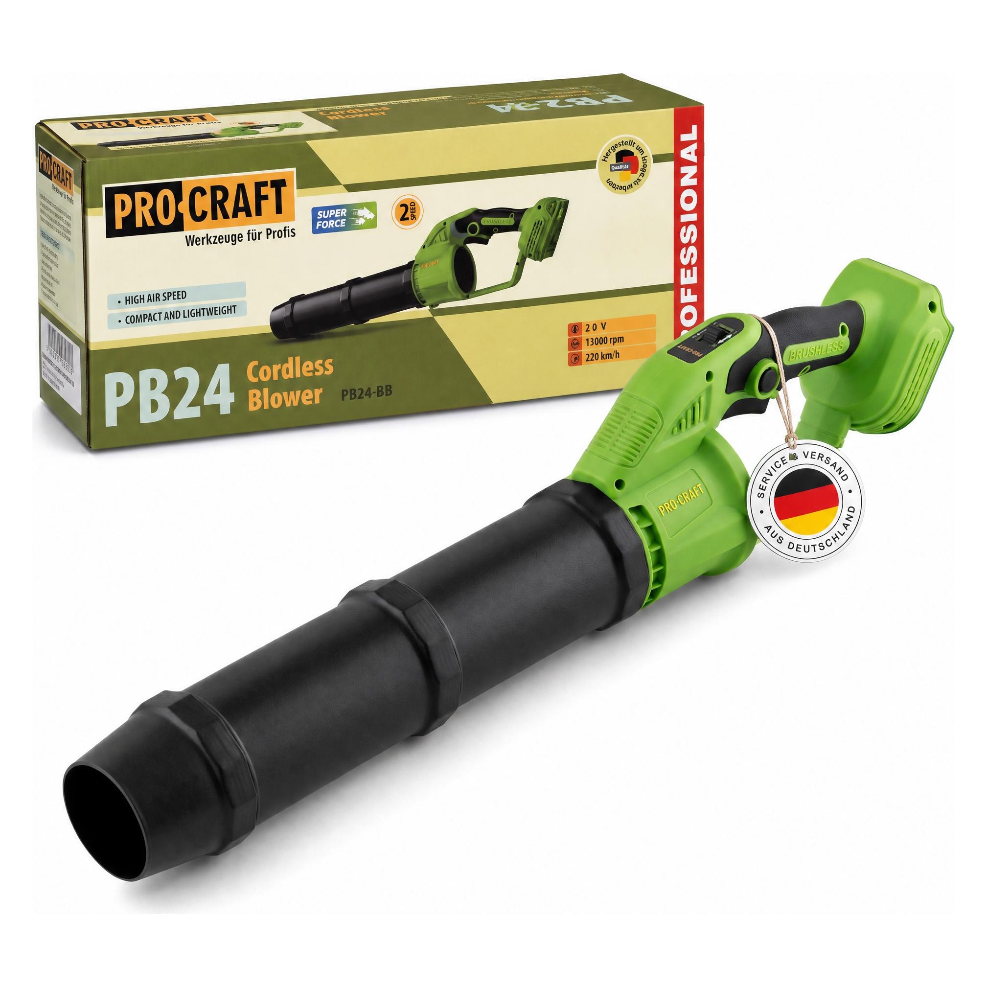 Procraft PB24bb Akku Laubbläser 20 V Brushless Solo - ohne Akku, ohne Ladegerät (Akkubetrieb, Laubbläser) (PB24bb)