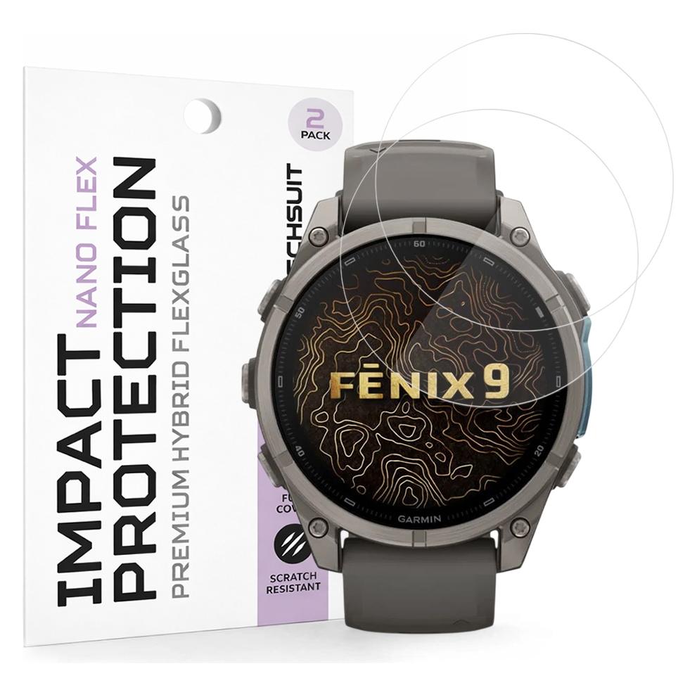 Techsuit - Nano Flex (2er-Pack) - Garmin Fenix 9 47 mm / Fenix 9 Pro 47 mm - Schwarz (76518675)