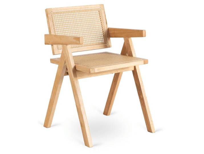 Chaise en bois MADERA chêne/beige ajourée style rétro classique