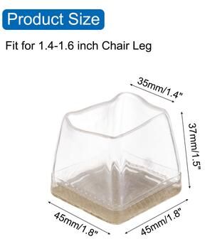 Unique Chair Leg Floor Protectors Non-Slip Square Chair Leg Pads 24 Pieces