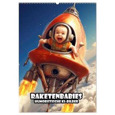 Raketenbabies - Humoristische KI-Bilder (Wandkalender 2027 DIN A2 hoch), CALVENDO Monatskalender