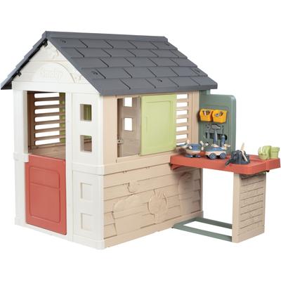 Spielhaus SMOBY "Smoby Life Natur mit Werkstatt", beige (bunt), Spielhäuser, KinderB:151cm H:127cm T:111cm, Kunststoff, Spielhaus, Made in Europe, B:151cm H:127cm T:111cm