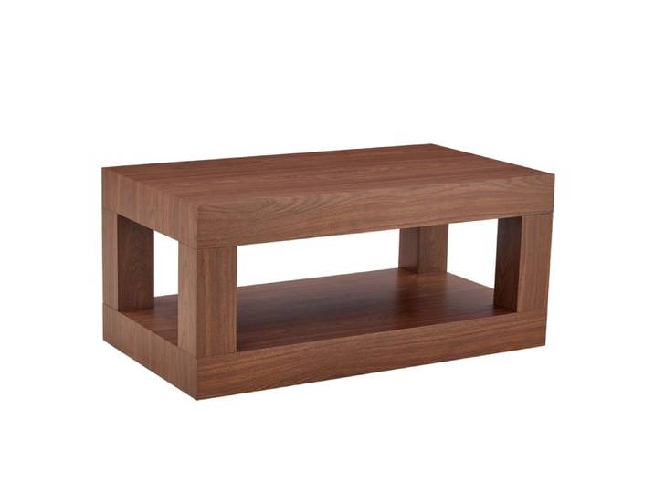 VLIVRA Table basse avec étagère ouverte 2 niveaux - pour salon - en MDF - finition noyer