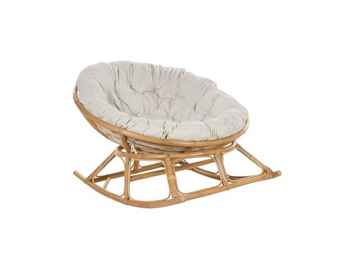 Beliani Schaukelstuhl Rattan natürlich/beige mit Kissen Boho Stil Orvieto
