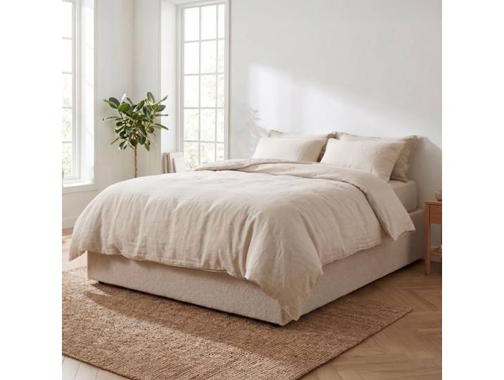 Lit coffre 140x190 sherpa beige Terre de Nuit
