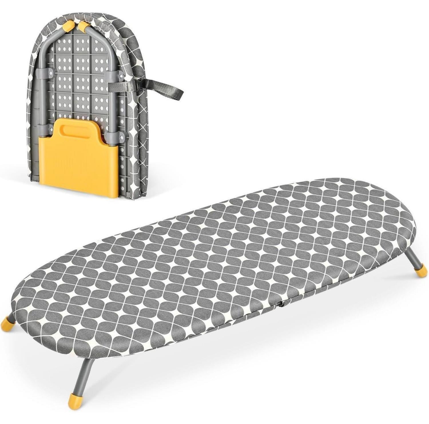 Kingrack Opklapbare strijkplank met antislipvoeten, geel, 31 x 82 cm