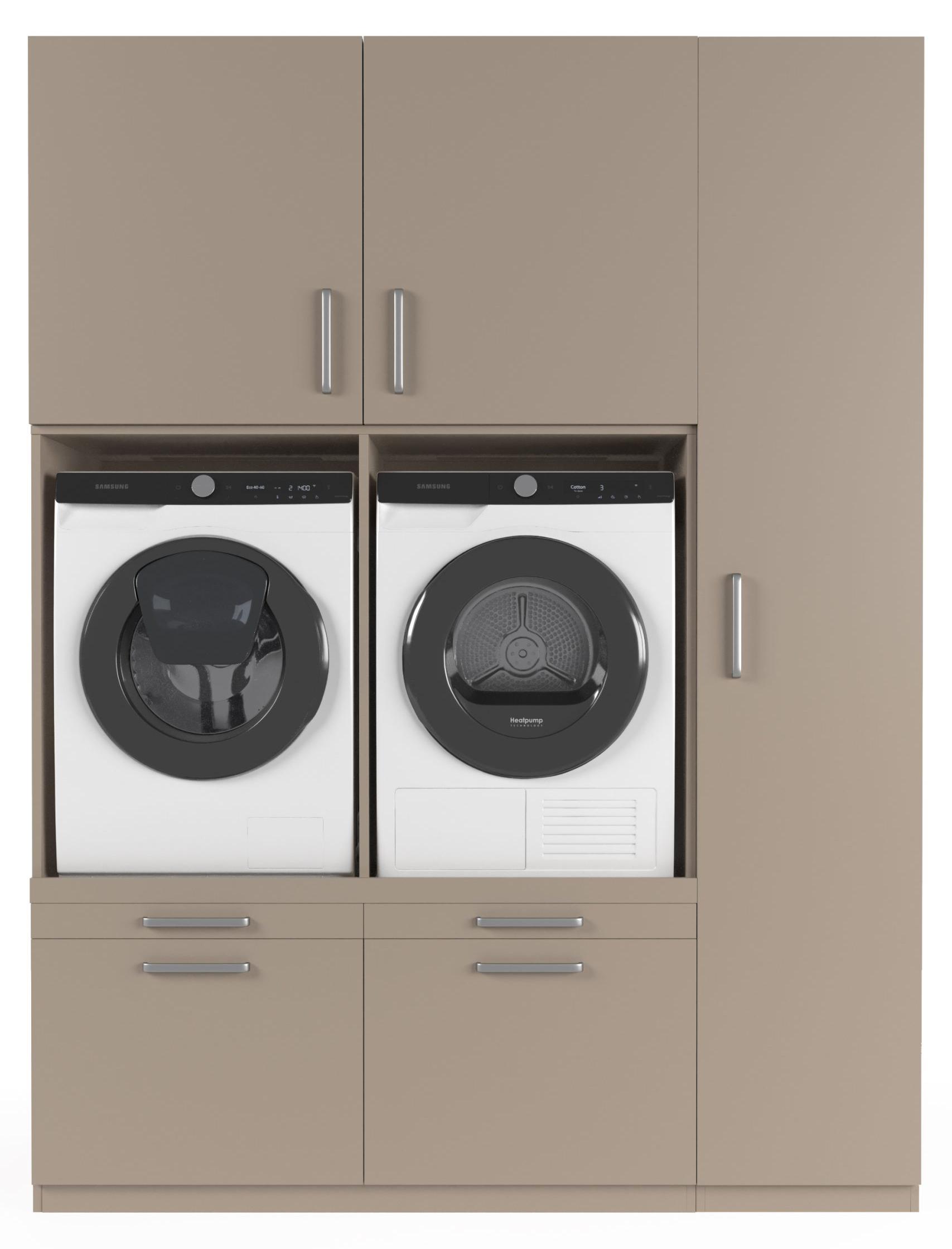 Wasophoogte Waschmaschinen schrank Barcelona - waschmaschinen untergestell - waschmaschinen podest - 700(T)*1780(B)*2350(H) mm - Taupe