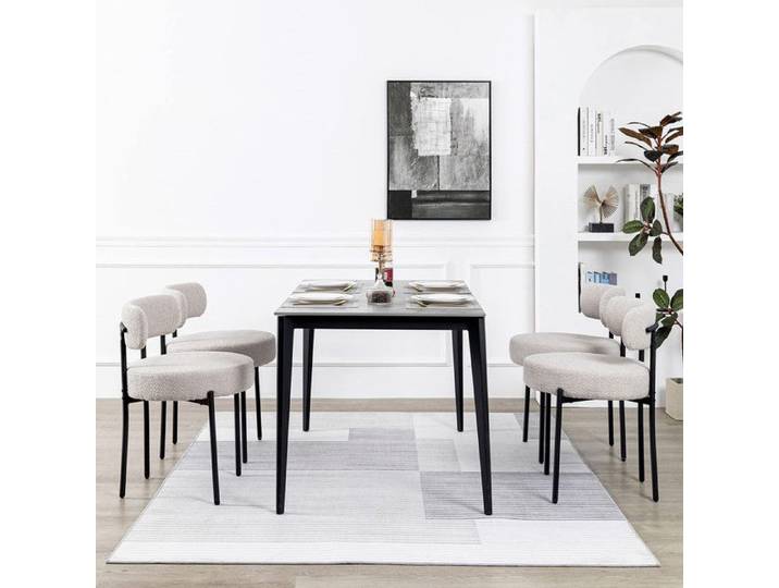 DYHOME Chaise-Lot de 4 Chaises -Chaise de Salle à Manger-Design Modern-Chaise Métallique-Revêtement Rembourré-Gris