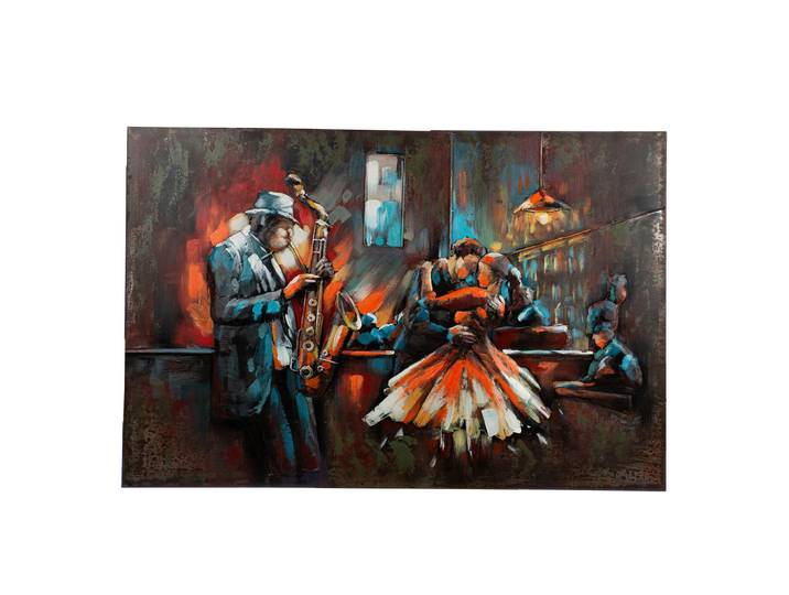 Metallbild Bartime, Mehrfarbig, Metall, Menschen, rechteckig, 120x80x4 cm, 3D-Effekt, Bilder & Rahmen, Bilder, Holz & Metallbilder