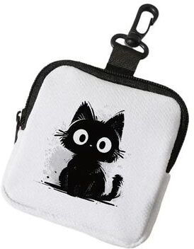 Uplift Essentials Cat Print Mini Coin Purse Waterproof Artificial Leather Earphone & Card Bag white