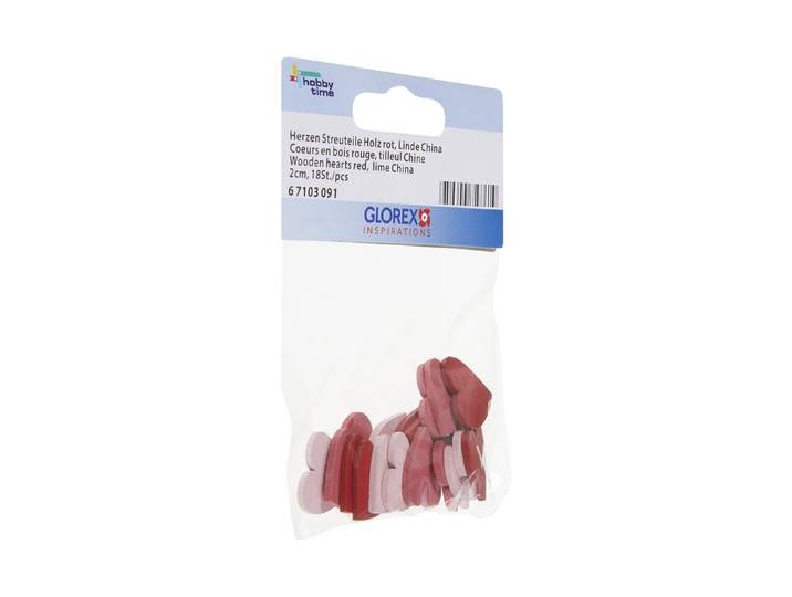 Glorex Herzen Streuteile aus Holz 2 cm 18 Stück