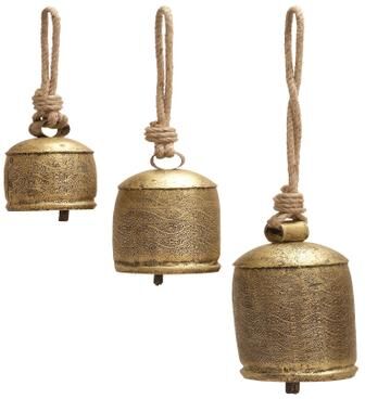 Set Of 3 Bronze Metal Rustic Windchime by Quinn Living in Bronze