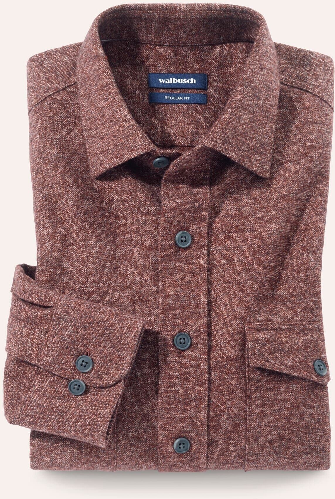 Walbusch strukturiertes Flanell-Hemd, Regular Fit#noch offen: Größenlauf, Farbe Rot, 41/42, dezente 2-Farbigkeit Kent-Kragen Herren