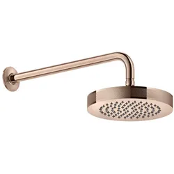 Gessi Inciso Antikalk-Dekor-Kopfbrause D218 mm, mit Gelenk und Wandarm 389 mm, 1/2 Anschluss Bei 3 bar Druck ca 16 l/min, 58185030, Farbe: Kupfer PVD