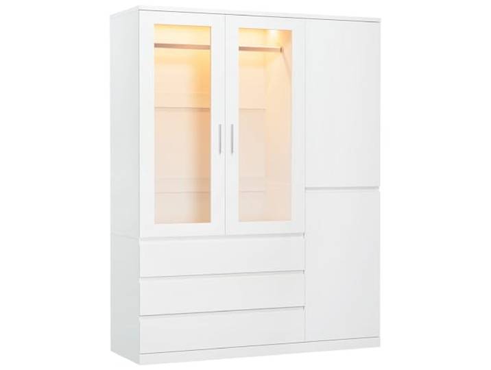 Dripex Vier Tore Kleiderschrank, 120x48x180cm, 3 Schubladen Wardrobe Closet Weiß