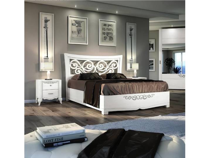 Xlmoebel Holzbett Doppelbett aus weißem Holz mit modernem Design und klaren Linien (Doppelbett, Bett), Hergestellt in Europa