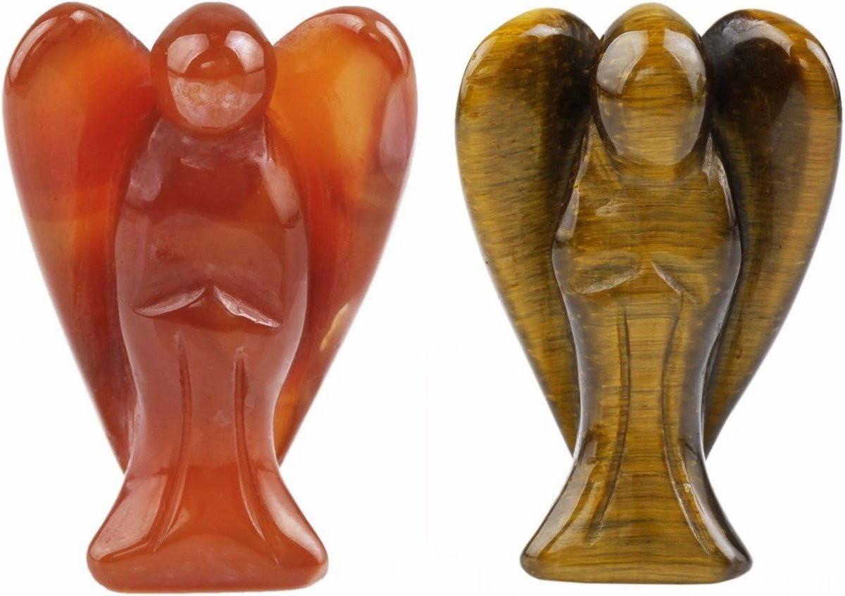 Beschermengel Figuur van Natuurlijke Edelsteen - Pocket Kristal voor Geluk en Vrede