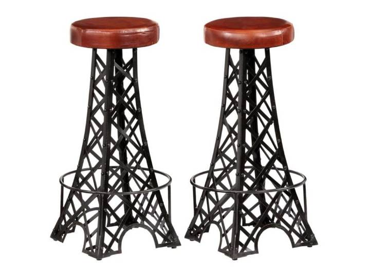 TOP 9636 Tabourets de bar 2 pcs Cuir véritable 40x40x76 cm