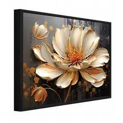 BILDER mit Rahmen Blumen Abstrakt Golden 60x40 cm