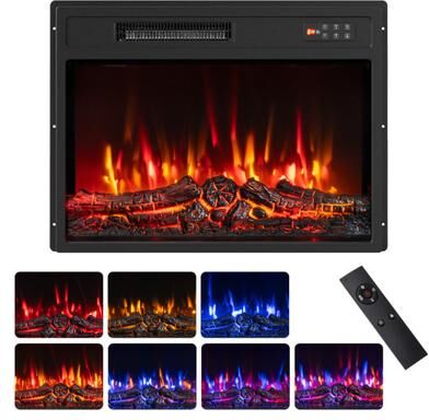 "Costway 750/1500W Electric Fireplace Insert with Low Noise and Remote Control-23"""
