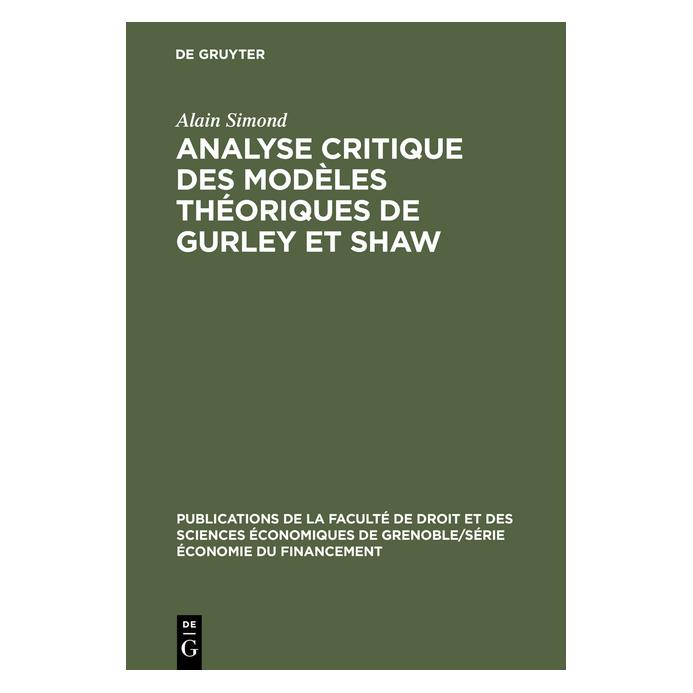 De Gruyter Simond:Analyse critique des modèles thé (Französisch, Hardcover, Alain Simond) (67766888)