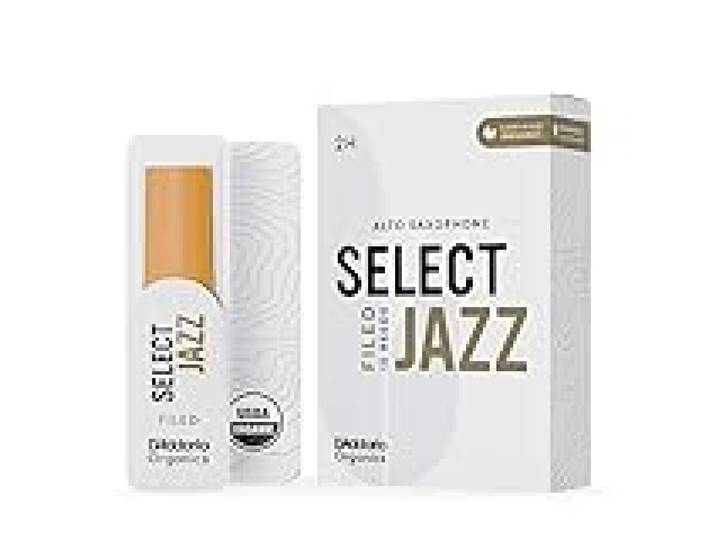 D'Addario Organic Select Jazz Sax Alto Anches Taillées 2 Hard, Pack 10
