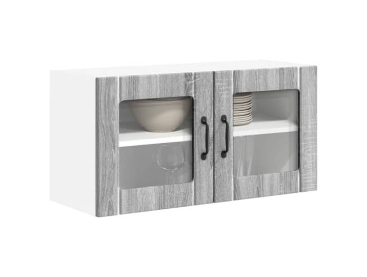 KTHLBRH Wandschrank aus Glas, 80 x 31 x 40 cm, Sonoma-Grau Technisches Holz, modernes Design, robuste Struktur, für zeitgenössische Küche