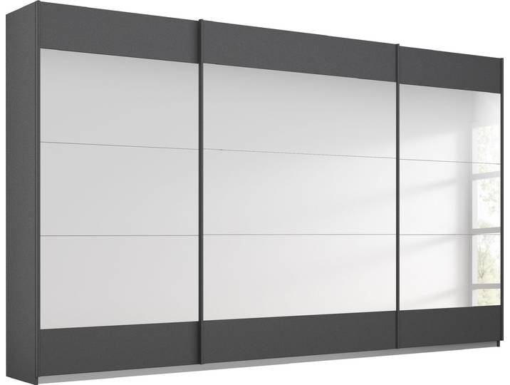 Schwebetürenschrank, Holzwerkstoff, Graumetallic, 316×210×62 cm, Großer Stauraum, Modern, Rauch