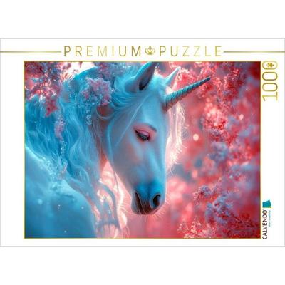 CALVENDO Puzzle Anmutiges Einhorn im Zauberwald | 1000 Teile Lege-Größe 64x48cm Foto-Puzzle für glückliche Stunden