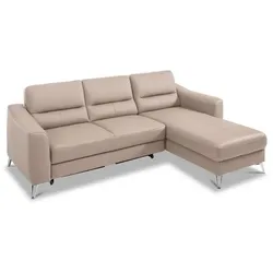 Ecksofa Santos Leder Grau Taupe