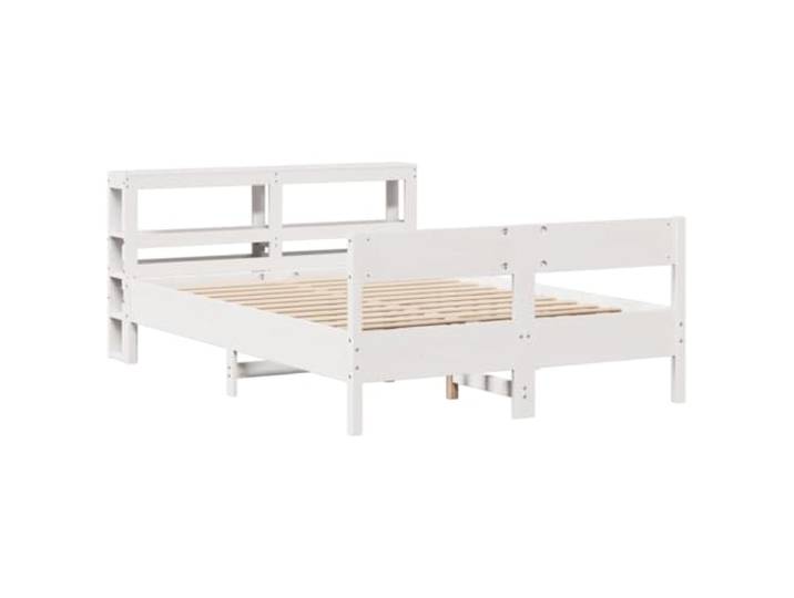 KTHLBRH Weißes Bett 120 x 200 cm Massivholz Kiefer Mit Ablagen, Kopfteil im Lieferumfang enthalten, Lattenrost, einfache Montage