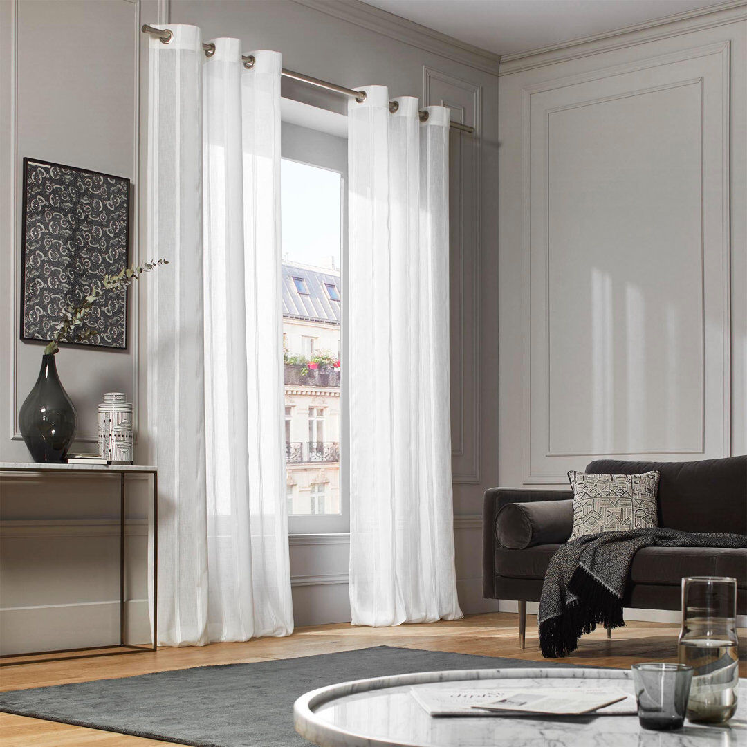 Highland Dunes Smithsonian Sheer Single Curtain Panel White 200 W x 298 D cm