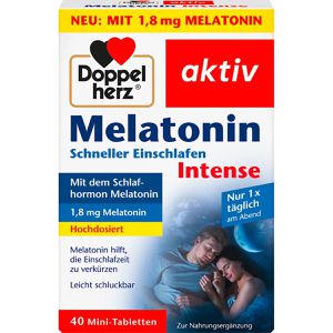 Doppelherz Melatonin aktiv Intens, 40 Tabletten für 40 Nächte, hochdosiert, je Tablette 1,8 mg, zuckerfrei, ohne Alkohol