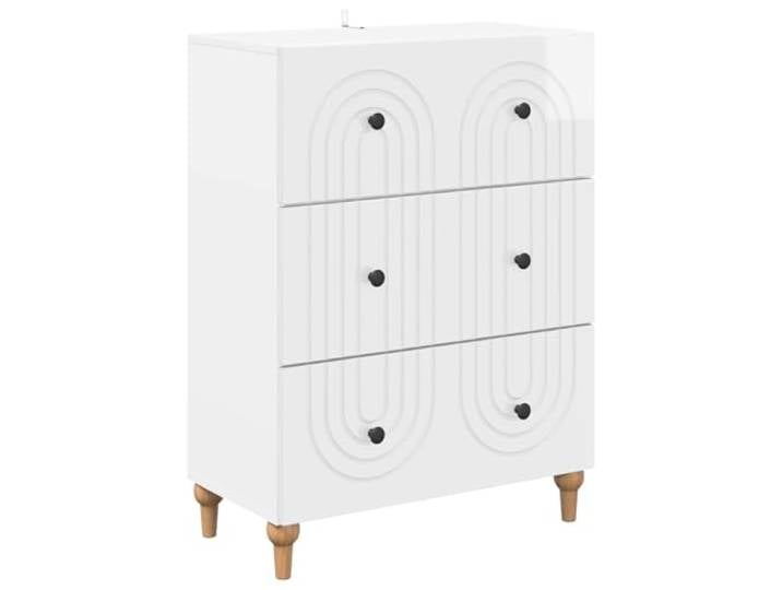 GFEROMRF Schubladenschrank Hochglanz Weiß 66 x 34,5 x 90 cm mit Schubladen Moderne Optik, Holzwerkstoff, glatte Oberfläche, sanft gleitende Schubladen, pflegeleicht, vielseitig im Wohnzimmer