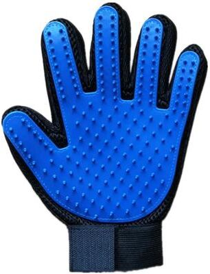 Inspire Select Pet Grooming Gloves Cat & Dog Hair Remover Brush Gloves For Deshedding And Massage blue Left
