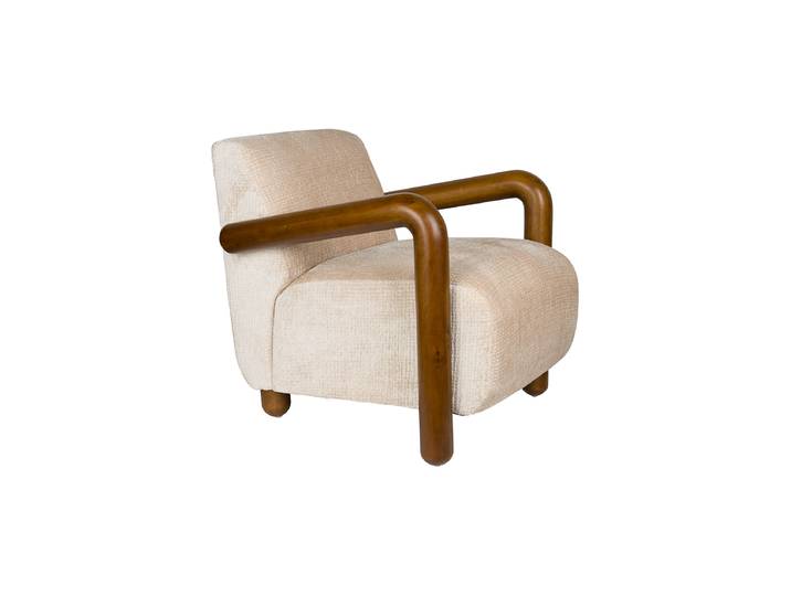 Design Loungesessel „Robinson“ Creme, Dunkelbraun Dutchbone