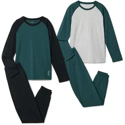 Tchibo - 2 Kinder-Pyjamas - Jungen - Gr. 134/140 - dunkelgrün